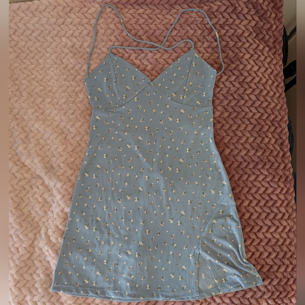 Floral Blue Spaghetti Strap Dress